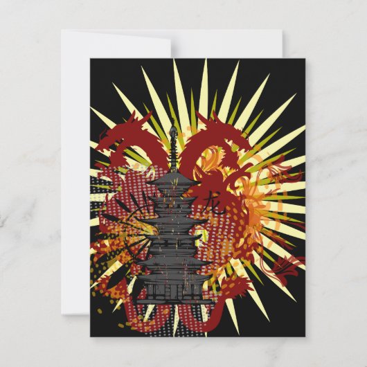 Aangepaste uitnodigingen voor Dragon Temple-feeste (Voorkant)