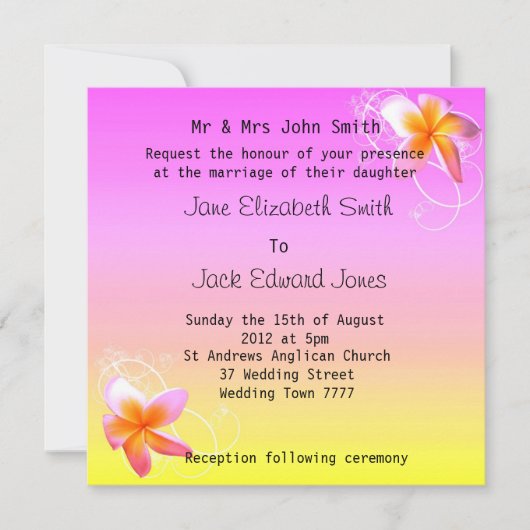 Aangepaste uitnodigingen voor feipani Beach Weddin (Voorkant)