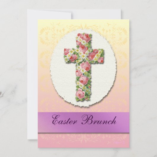 Aangepaste uitnodigingen voor Floral Cross Easter (Voorkant)