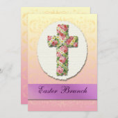 Aangepaste uitnodigingen voor Floral Cross Easter (Voorkant / Achterkant)