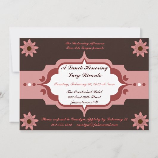 Aangepaste uitnodigingen voor roze en bruine dames (Voorkant)