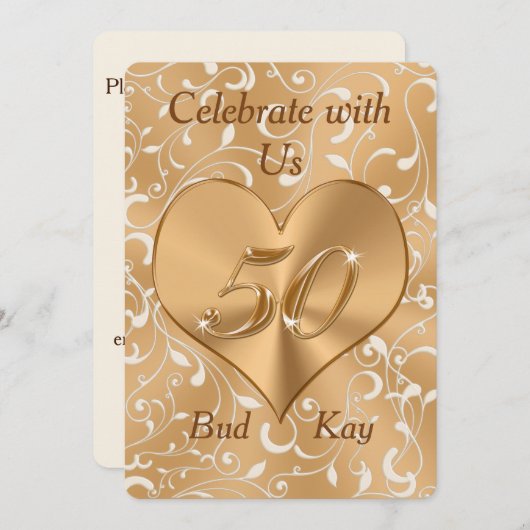 Aangepaste uitnodigingen voor vijftigste verjaarda (Voorkant / Achterkant)