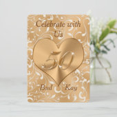 Aangepaste uitnodigingen voor vijftigste verjaarda (Staand voorkant)