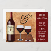 Aangepaste uitnodigingen voor wijnpartijen (Voorkant / Achterkant)