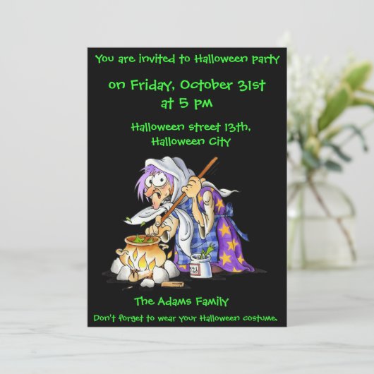 Aangepaste uitnodigingen voor zwarte halloween-fee (Staand voorkant)