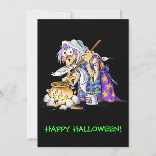 Aangepaste uitnodigingen voor zwarte halloween-fee (Achterkant)