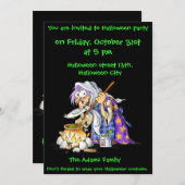 Aangepaste uitnodigingen voor zwarte halloween-fee (Voorkant / Achterkant)