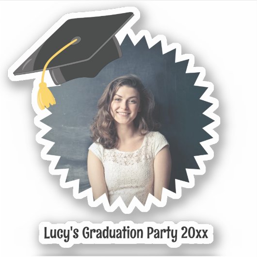 Aangepaste uitsnede van foto- en tekstgraduatie sticker (Voorkant)