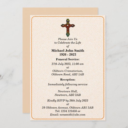 Aangepaste uitvaart Regenboog Kruis Uitnodiging (Voorkant / Achterkant)