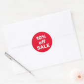 Aangepaste UITVERKOOP STICKER 10% KORTING ROOD WIT (Envelop)