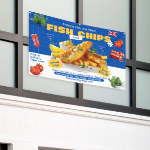 Aangepaste UK-editie Lekkere vis en friet adverten Spandoek