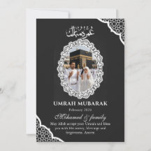 Aangepaste Umrah Mubarak Fotokaart Zwarte Kant Isl