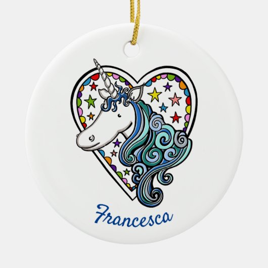 Aangepaste Unicorn Ceramic Tree Decoration Keramisch Ornament (Voorkant)