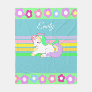 Aangepaste Unicorn- en Rainbow Fleece Blanket