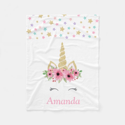 Aangepaste Unicorn Fleece Blanket (Voorkant)