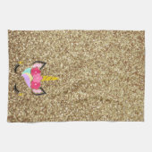 Aangepaste Unicorn Gold Glitter Kitchen Towel Theedoek (Horizontaal)