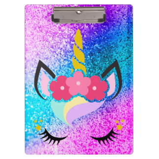Aangepaste Unicorn Ombre Glitter Clip Board Klembord