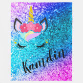 Aangepaste Unicorn Ombre Glitter Fleece Throw (Voorkant)