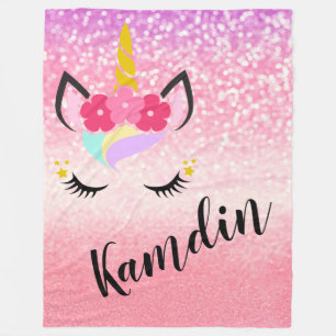 Aangepaste Unicorn Ombre Glitter Fleece Throw