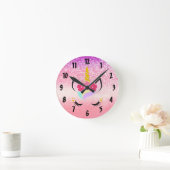 Aangepaste Unicorn Ombre Glitter Wall Clock Ronde Klok (Huis)