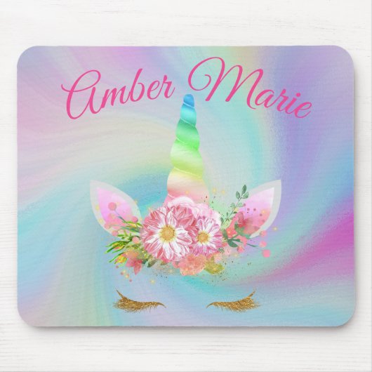 Aangepaste Unicorn Rainbow Floating Muismat (Voorkant)