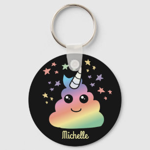 Aangepaste Unicorn Rainbow Poop Emoji Kawaii Sleutelhanger