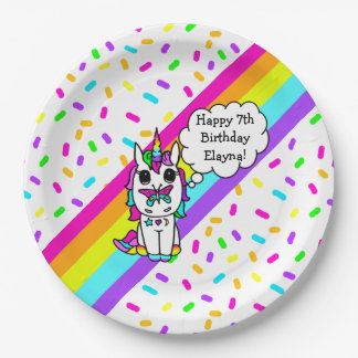 Aangepaste Unicorn, regenboog en vlinder Papieren Bordje