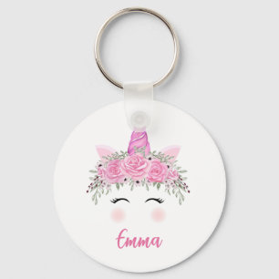 Aangepaste Unicorn Sleutelhanger met roze naam