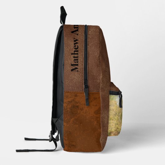 Aangepaste unieke combinatie Bruin paard en leer Bedrukte Rugzak (Links)