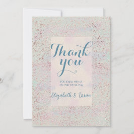 Aangepaste unieke elegante koper blauw dank u wink bedankkaart