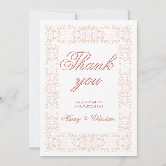 Aangepaste unieke elegante roze kant bedankt kar (Voorkant)