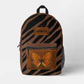 Aangepaste unieke schattige Zebra en vlinderleer Bedrukte Rugzak (Voorkant)