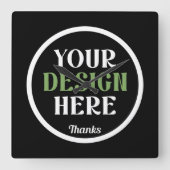 Aangepaste, unieke, slanke & minimalistische Hersh Vierkante Klok (Voorkant)