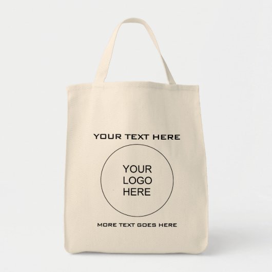 Aangepaste Upload Bedrijf Logo Tekst Kruidenier Tote Bag (Voorkant)