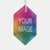 Aangepaste Upload uw Afbeelding Foto of Logo Hexag Glas Ornament (Voorkant Rechts)