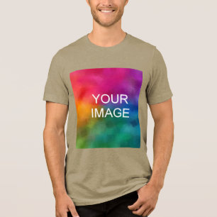 Aangepaste Upload uw eigen foto Mannen Olijfgroen Tri-Blend Shirt