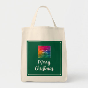 Aangepaste Upload uw foto of Logo Vrolijk Kerstfee Tote Bag