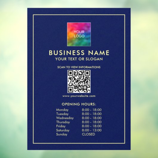 Aangepaste Upload uw Logo QR-code Openingstijden Raamsticker (Vel 3)