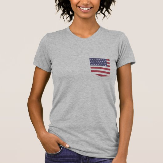 Aangepaste USA Flag Pocket T-shirt, Patriottische  T-shirt (Voorkant)