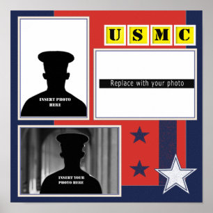 Aangepaste USMC Stars Photo Collage Poster