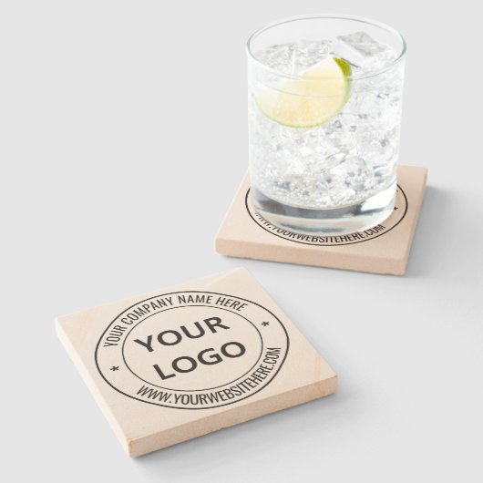 Aangepaste uw bedrijf Logo en tekst stenen Onderze Stenen Onderzetter (Zijkant)