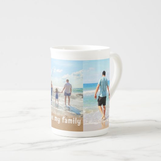 Aangepaste Uw Familie Foto Collage Bone China Mok (Voorkant rechts)