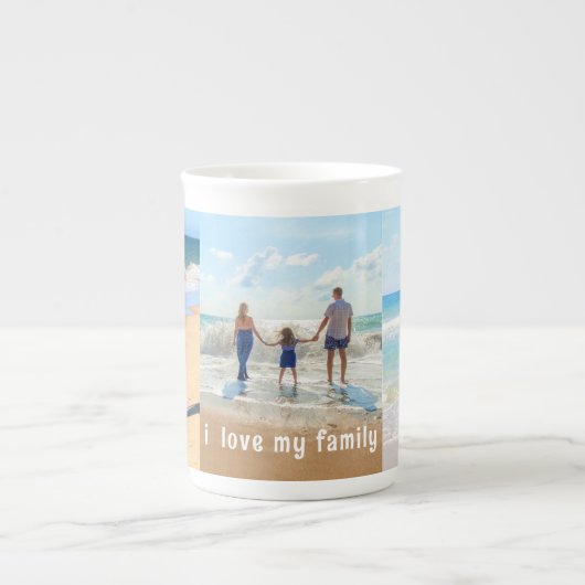 Aangepaste Uw Familie Foto Collage Bone China Mok (Voorkant)