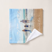 Aangepaste Uw Foto Badhanddoek Set met Tekst Bad Handdoek (Wasdoekje)
