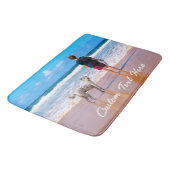 Aangepaste uw foto badmat met tekstnaam (Gekanteld)