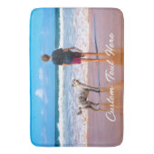 Aangepaste uw foto badmat met tekstnaam (Voorkant Verticaal)