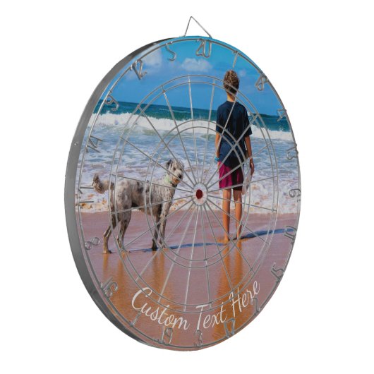 Aangepaste uw foto dartbord met tekst (Voorkant Links)