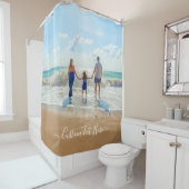 Aangepaste uw foto douchegordijn met tekstnaam (In situ)