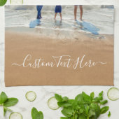 Aangepaste uw foto en tekst keukenhanddoek (Gevouwen)