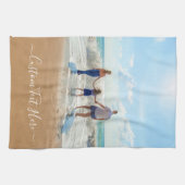 Aangepaste uw foto en tekst keukenhanddoek (Horizontaal)